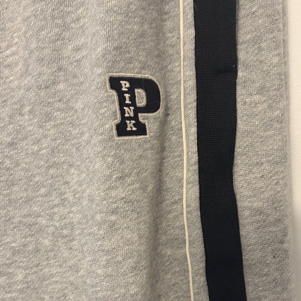 PINK Victoria's Secret Gray Joggers with Black and White Stripes
